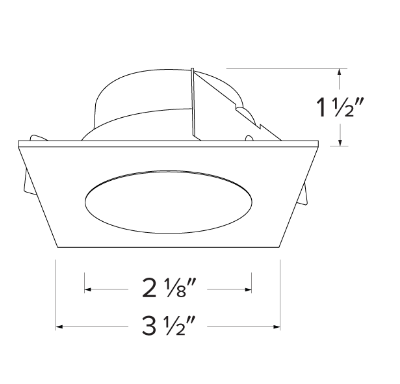 Elco Lighting Pex 2" Square Deep Reflector, Koto System, Black with White Trim, ELK2518B