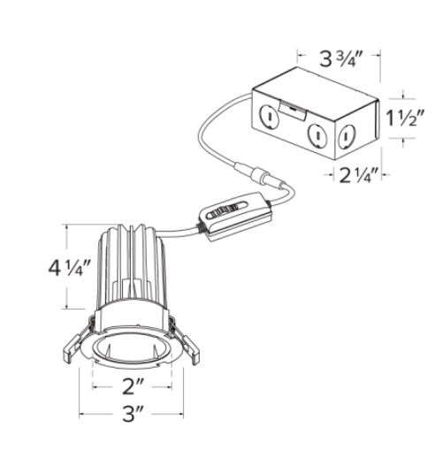 Elco Lighting 2" High Lumen LED Downlight, 12W, CCT Selectable, CRI90, 38°, Triac/ELV, ERT2HL10CT5