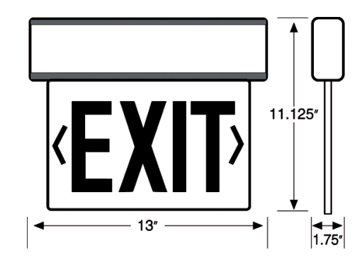 Westgate Lighting  Led Edgelit Exit Sign W. B/C Single Face Univ 120/277V Green Letter, Clear Panel, Aluminum Housing  XE-1GCA-EM