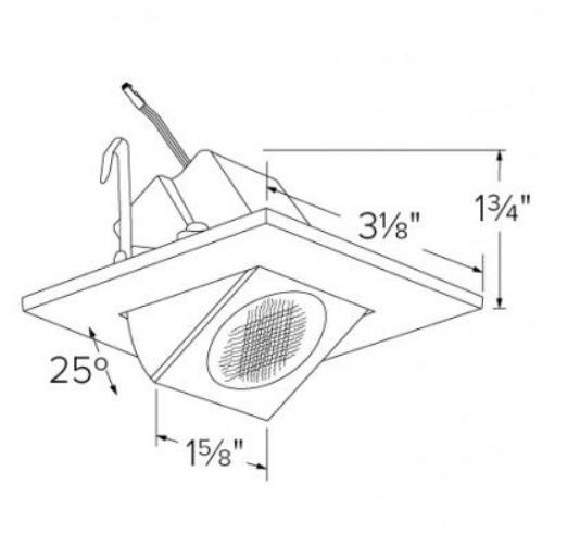 Elco Lighting 2" Square Adjustable LED Gimbal Hi-Lume, 11W, 3000K, White, E219C1830W