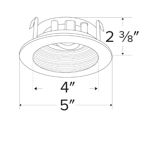 Elco Lighting Pex 4" Round Adjustable Baffle Trim, Koto System, Black with White Trim, ELK4193B