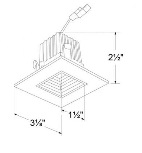 Elco Lighting 2" Square LED Baffle Trim, 11W, 2700K, 1000 lm, White, E215C0627W