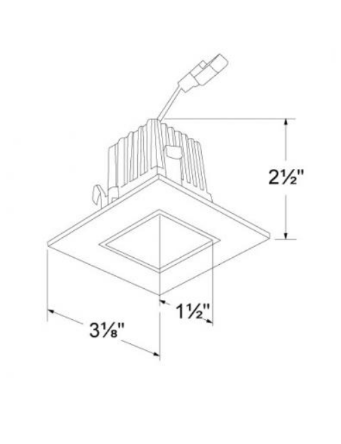Elco Lighting 2" Square LED Reflector Trim, 11W, 3000K, 36° Beam, White, E213C0730W