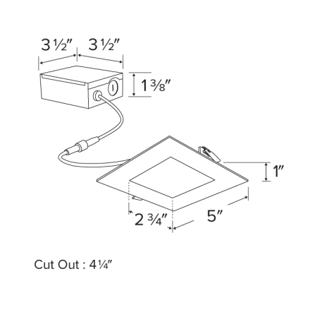 Elco Lighting 4" Square LED Panel Light, 12W, CCT Selectable, Triac/ELV, White, ERT441CT5W