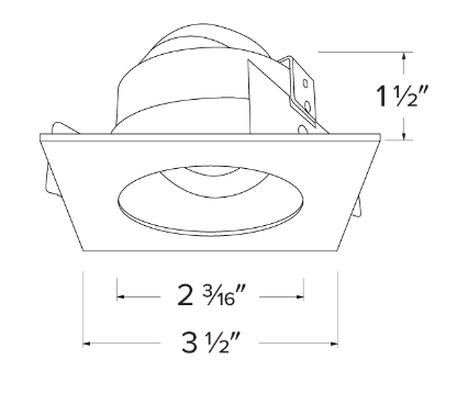 Elco Lighting Pex 2" Square Adjustable Reflector, Koto System, All Black, ELK2529BB