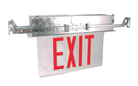 Westgate Lighting  Recessed Exit Lighting, Single Face, Red On Clear Panel, Aluminum Housing  XTR-1RCA-EM