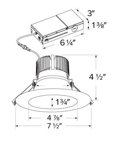 Elco Lighting 6" Round LED Reflector Insert, 12/16/19/25/32W, CCT Selectable, 0-10V/Triac/ELV, CRI90+, White, ERT685CT5DHW