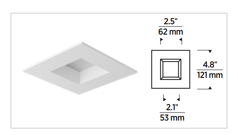 Element Lighting VERSE™ 3" Square Trim LED Fixed Downlight V3SDWH