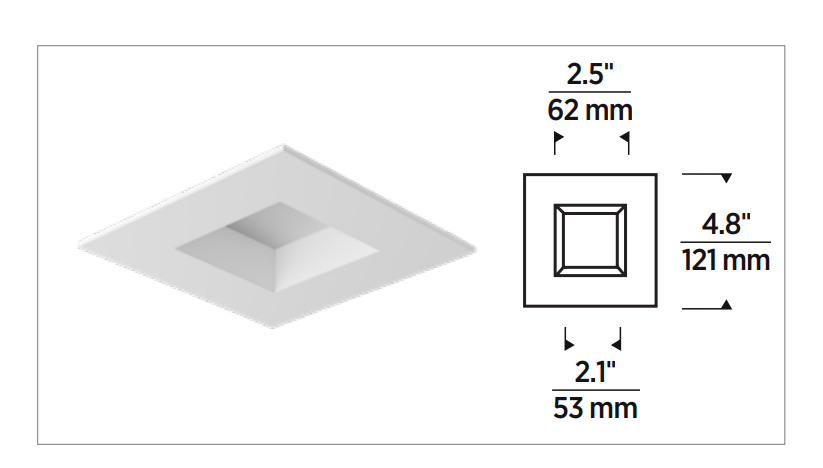 Element Lighting VERSE™ 3" Square Trim LED Fixed Downlight, V3SDWH