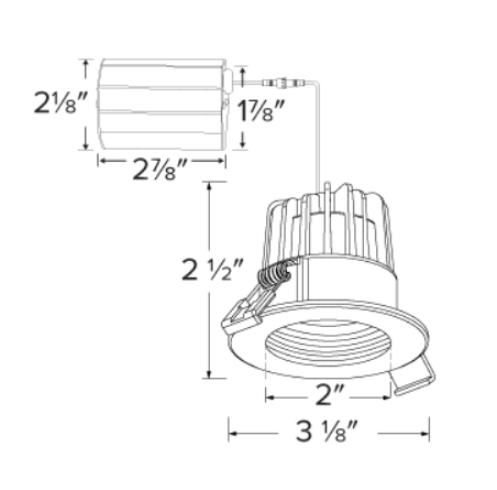 Elco Lighting 2" LED Baffle Recessed Insert, 8W, 550 lm, CCT Selectable, CRI90+, 120V, Triac/ELV, All White, ERT214CT5W