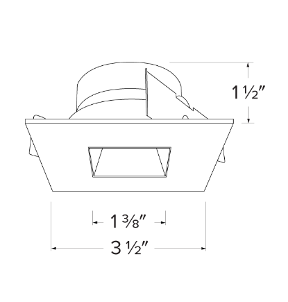 Elco Lighting Pex 2" Square Reflector Trim, Koto System, Black with White Trim, ELK2541B