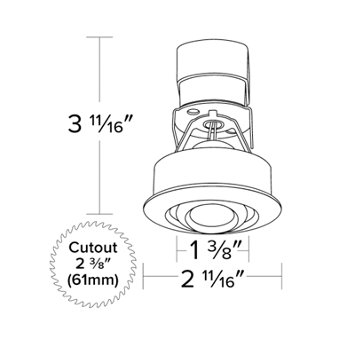 Elco Lighting Oak 1 In. Round Recessed Downlight, 6.1W, 2700K, 12V AC, 38° Beam, White, E1L02F40W