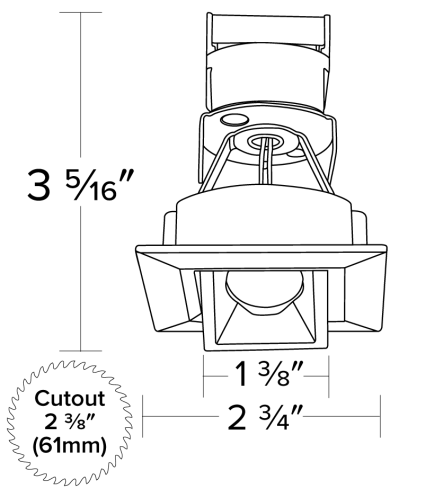 Elco Lighting Oak 1" Square Pull Down, 6.1W, 2700K, CRI90, 12V AC, Dimmable, 38° Beam, Black with White Trim, E1L22F27B