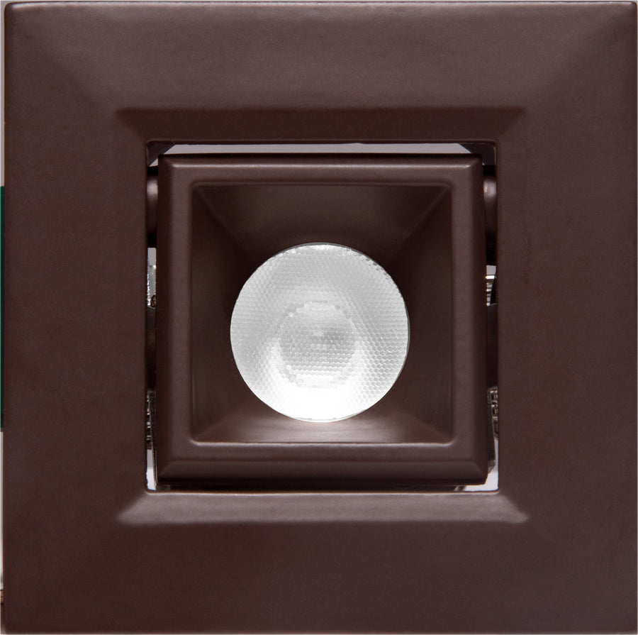 Elco Lighting Oak 1" Square Pull Down, 6.1W, 2700K, CRI90, 12V AC, Dimmable, 38° Beam, All Bronze, E1L22F27BZ