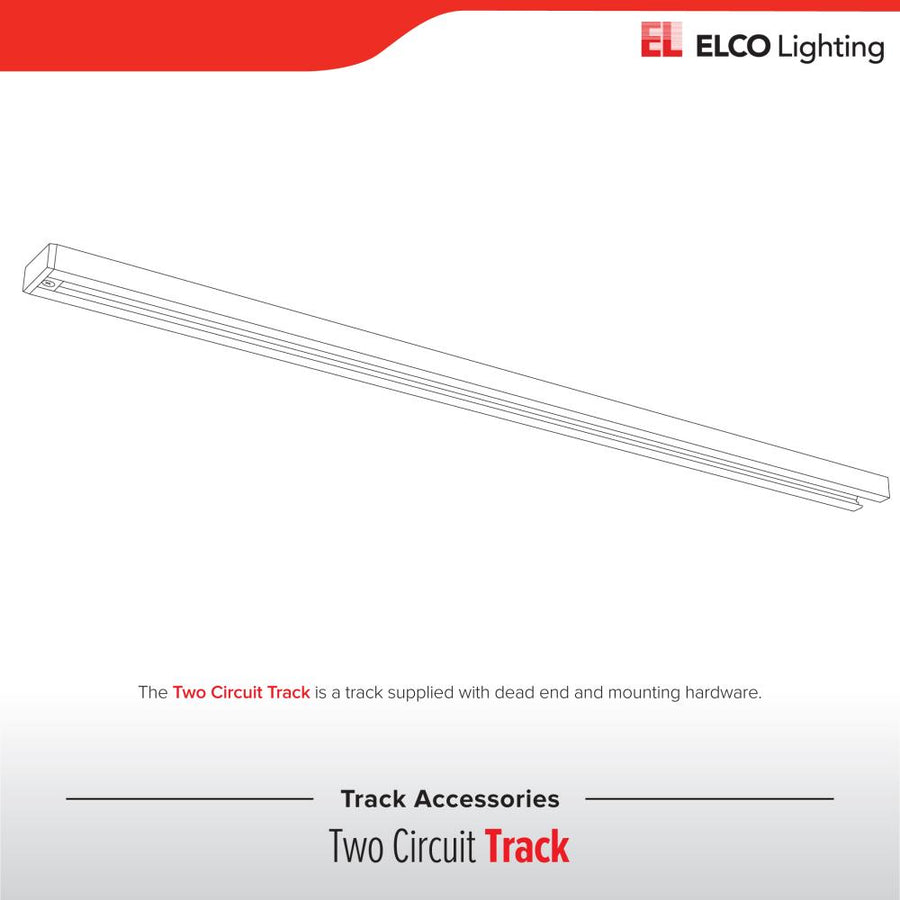 Elco Lighting Two Circuit Track, 4', Black with White Trim, EC002B