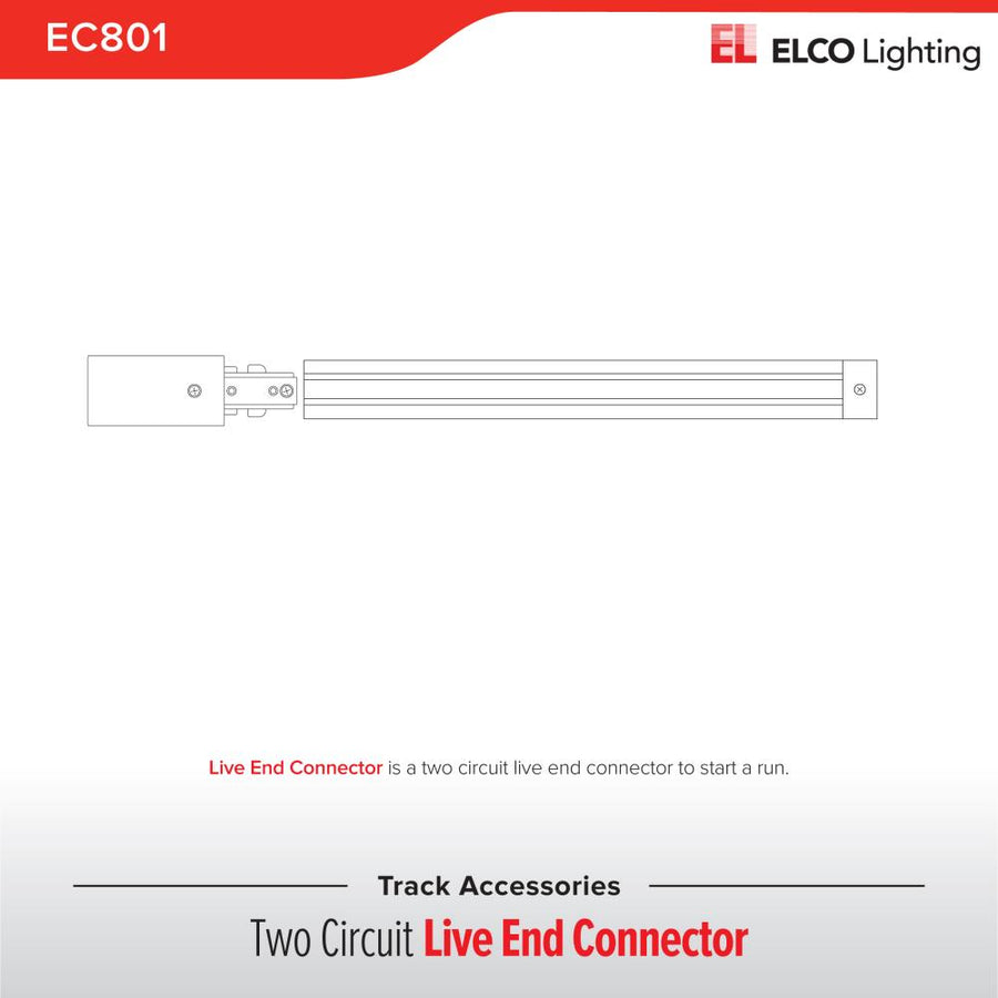 Elco Lighting Two Circuit Track Live End, White, EC801W