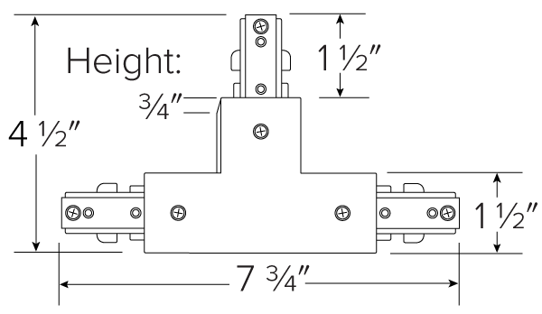 Elco Lighting T Connector, 2-Circuit Track, Black with White Trim, EC805B