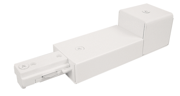 Elco Lighting Live End Conduit Connector Track Accessory, 2-Circuit, White, EC880W