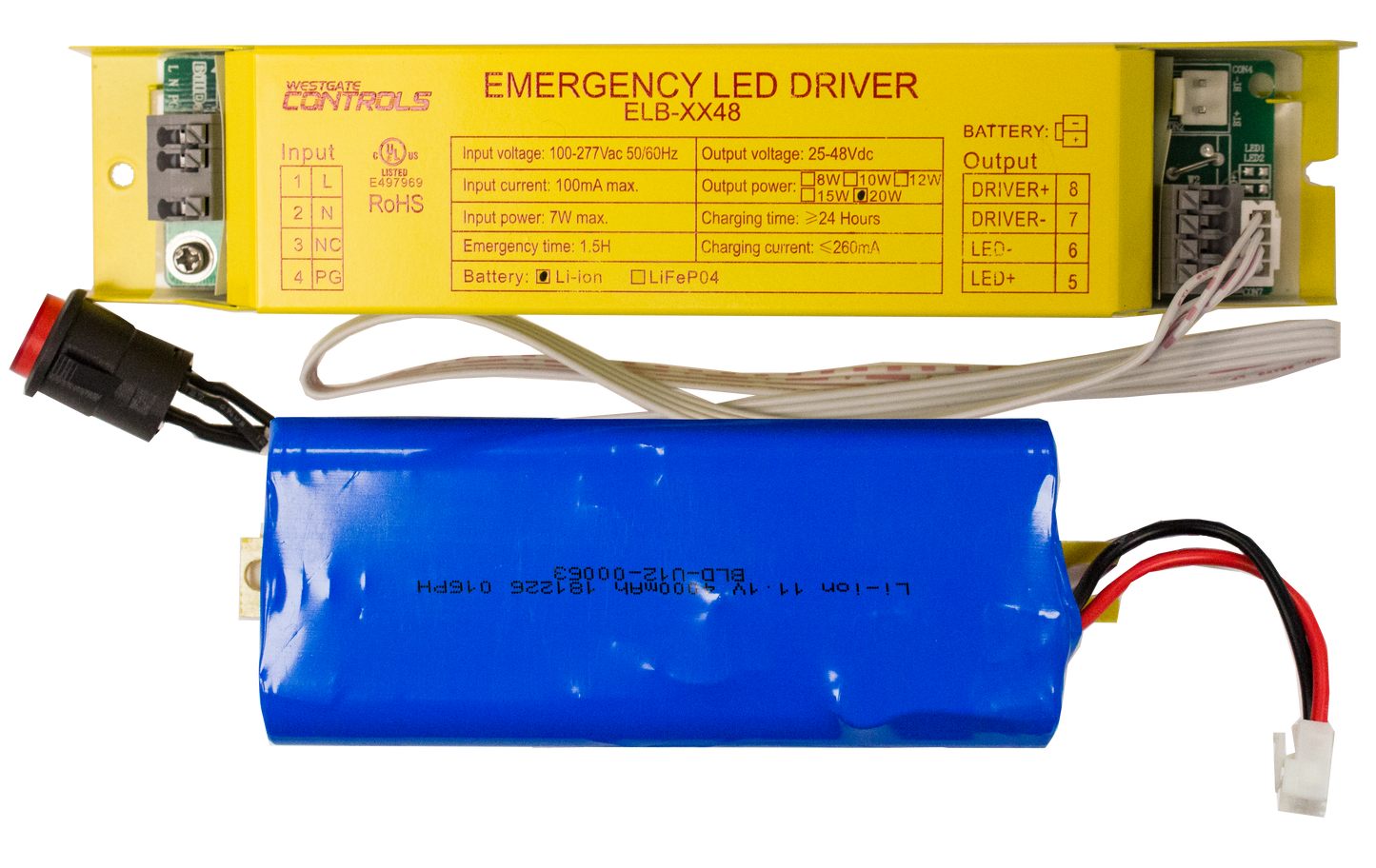 Westgate Lighting  Integrated 50-150Vdc 20W Li-Ion Emergency Led Backup For Fixtures With External Driver, Ul, Cec  ELB-20150