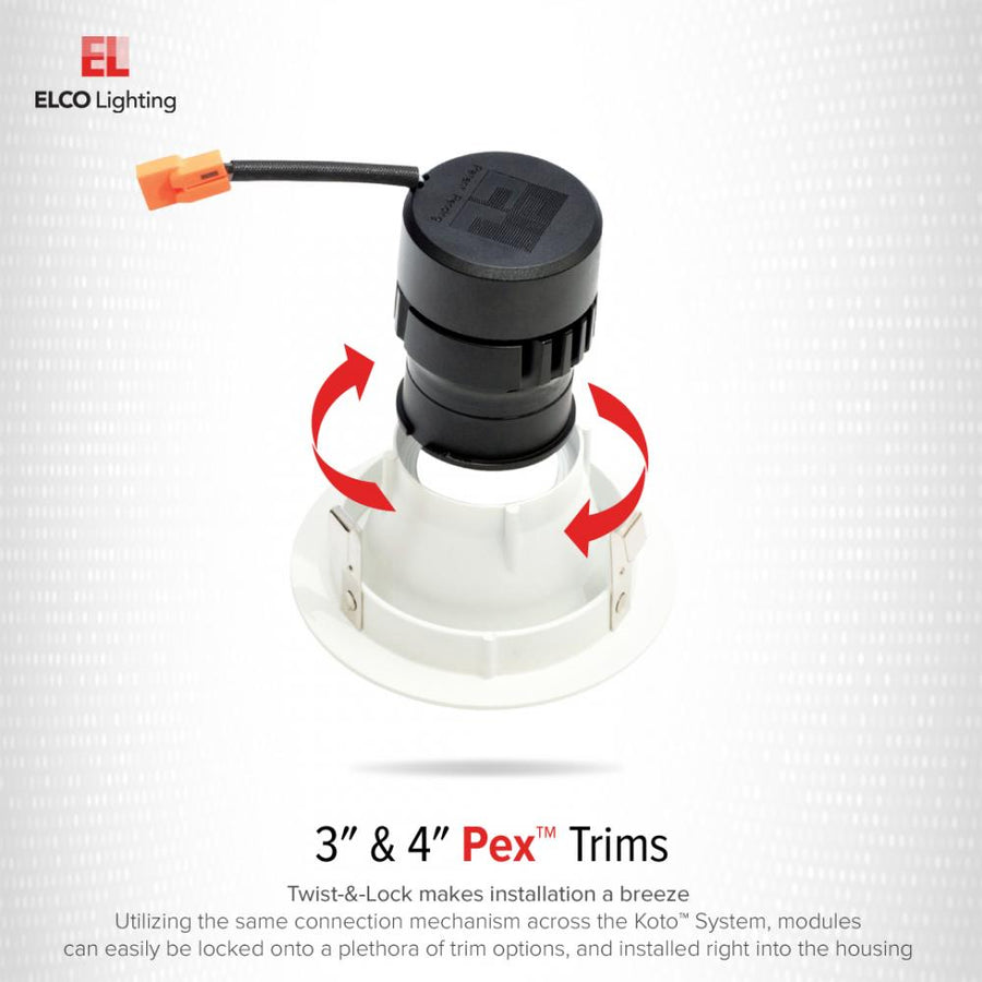 Elco Lighting Pex 3 In. Square Deep Reflector, Black with White Trim, ELK3318B
