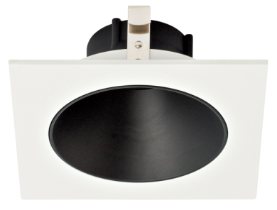 Elco Lighting Pex 4" Square Deep Reflector, Koto LED Module, Wet Location, Black with White Trim, ELK4218B