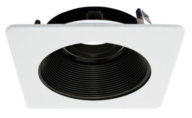 Elco Lighting Pex 4" Square Adjustable Phenolic Baffle, 35° Tilt, Twist-Lock, Black with White Trim, ELK4293B