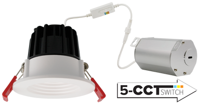 Elco Lighting 2" LED Baffle Recessed Insert, 8W, 550 lm, CCT Selectable, CRI90+, 120V, Triac/ELV, All White, ERT214CT5W