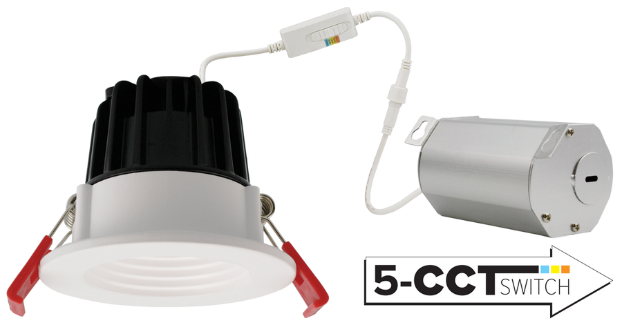 Elco Lighting 2" LED Baffle Recessed Insert, 8W, 550 lm, CCT Selectable, CRI90+, 120V, Triac/ELV, All White, ERT214CT5W