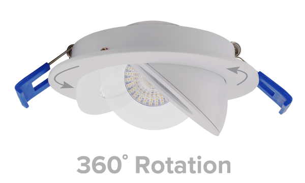 Elco Lighting 3" LED Adjustable Eyeball Downlight, 8W, CCT Selectable, CRI90, Triac/ELV, 34° Beam, White, ERT317CT5W