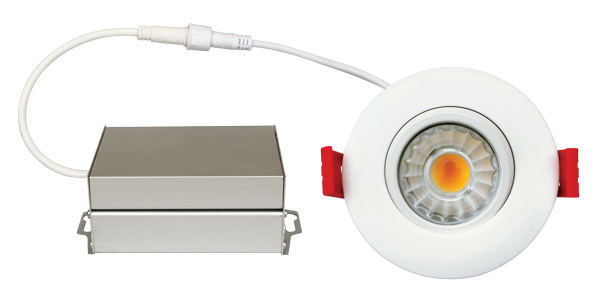 Elco Lighting 3" LED Ultra Slim Gimbal, 8W, CCT Selectable, CRI90, Triac/ELV, Black with White Trim, ERT318CT5B