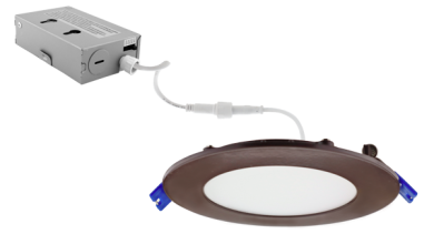 Elco Lighting 4" LED Round Panel Light, 9W, CCT Selectable, Triac/ELV, IC Airtight, Bronze, ERT412CT5BZ