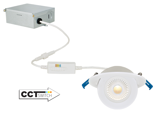 Elco Lighting 4" LED Adjustable Eyeball Downlight, 9W, CCT Selectable, CRI90, Triac/ELV, 28° Beam, Bronze, ERT416CT5BZ