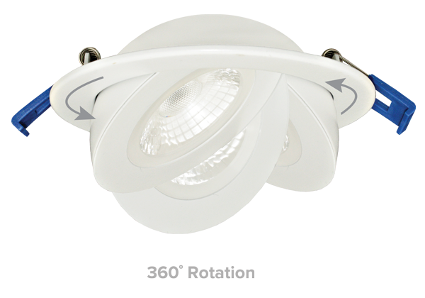 Elco Lighting 4" LED Adjustable Eyeball Downlight, 9W, CCT Selectable, CRI90, Triac/ELV, 28° Beam, Black with White Trim, ERT416CT5B