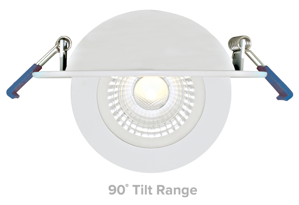 Elco Lighting 4" LED Adjustable Eyeball Downlight, 9W, CCT Selectable, CRI90, Triac/ELV, 28° Beam, Black with White Trim, ERT416CT5B