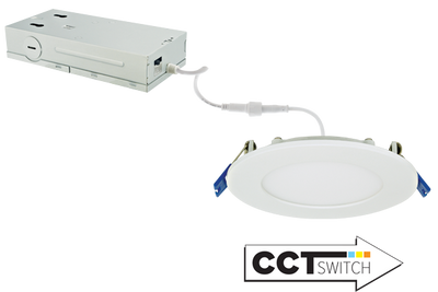 Elco Lighting 4" LED Panel Light, 12W, CCT Selectable, 120-347V, Triac/ELV, White, ERT41DXCT5W