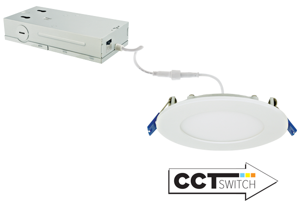 Elco Lighting 4" LED Panel Light, 12W, CCT Selectable, 120-347V, Triac/ELV, White, ERT41DXCT5W