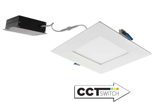 Elco Lighting 6" Square LED Panel Light, 12W, CCT Selectable, Triac/ELV Dimming, White, ERT661CT5W