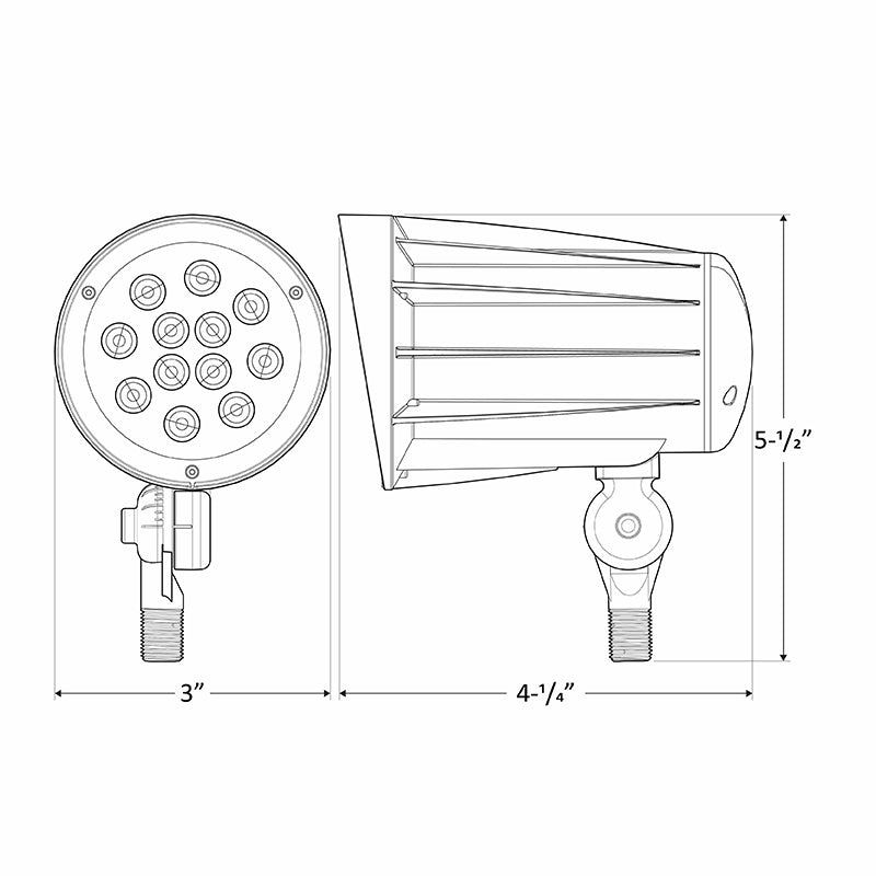 Westgate Mfg Bullet Flood Light, 28W, 5000K, 0-10V Dimmable, 30° Beam, IP65, Bronze, FLD2-28W-50K-D-KN