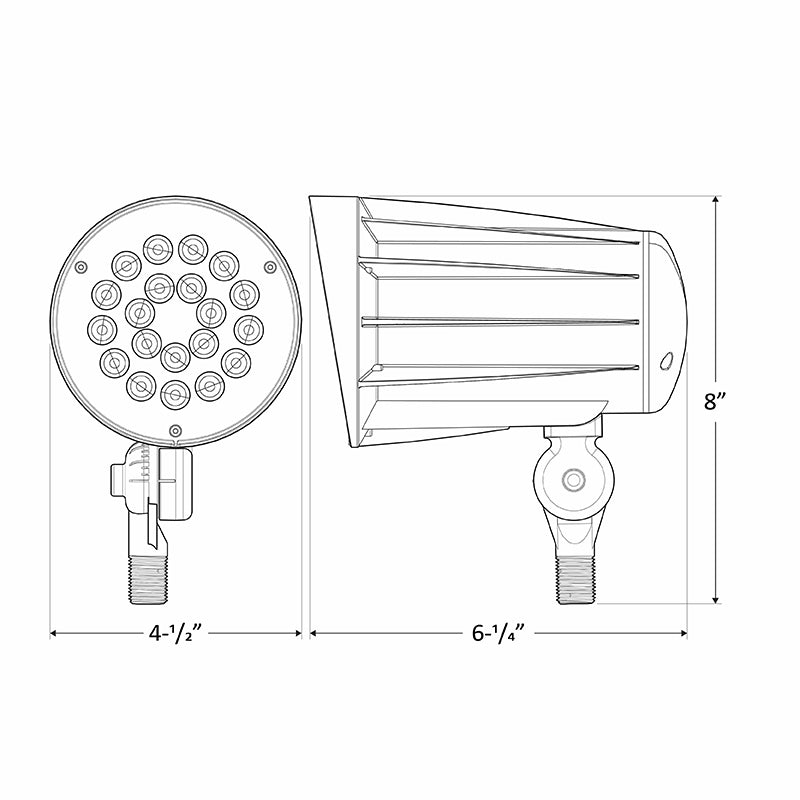 Westgate Mfg FLD2 Flood Light, 42W, 5000K, 0-10V, 1/2 In. Knuckle, Bronze, FLD2-42W-50K-D-KN