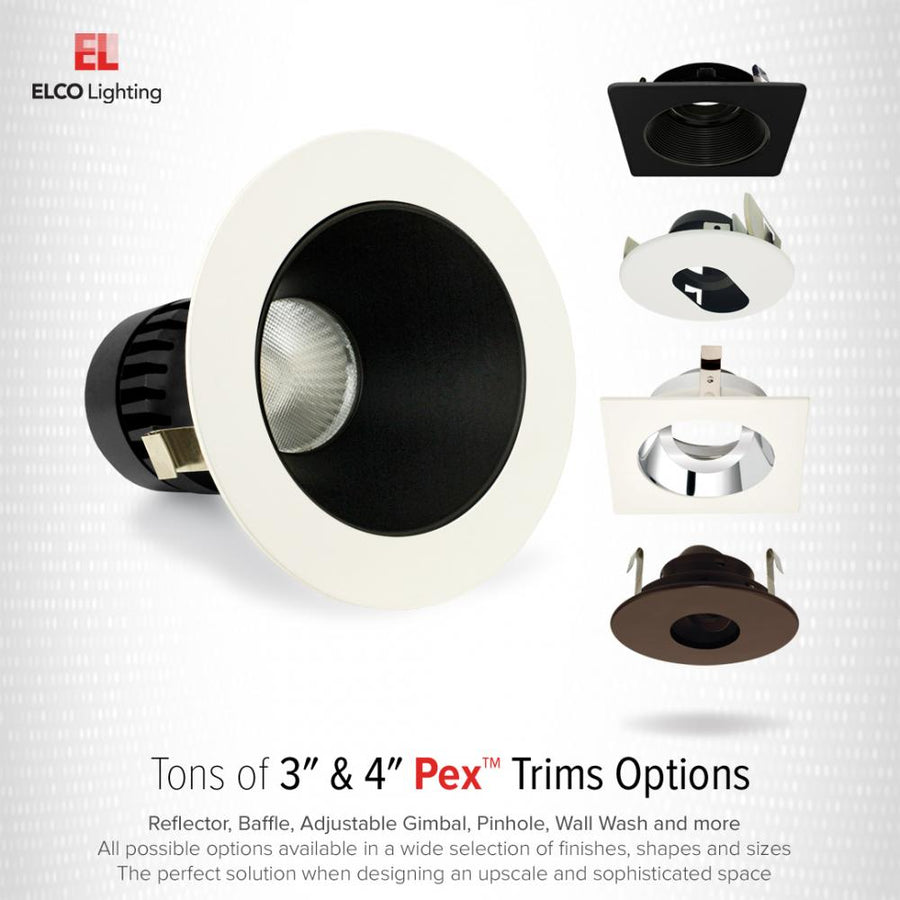 Elco Lighting Pex 3" Square Adjustable Reflector for Koto System, White, ELK3329W
