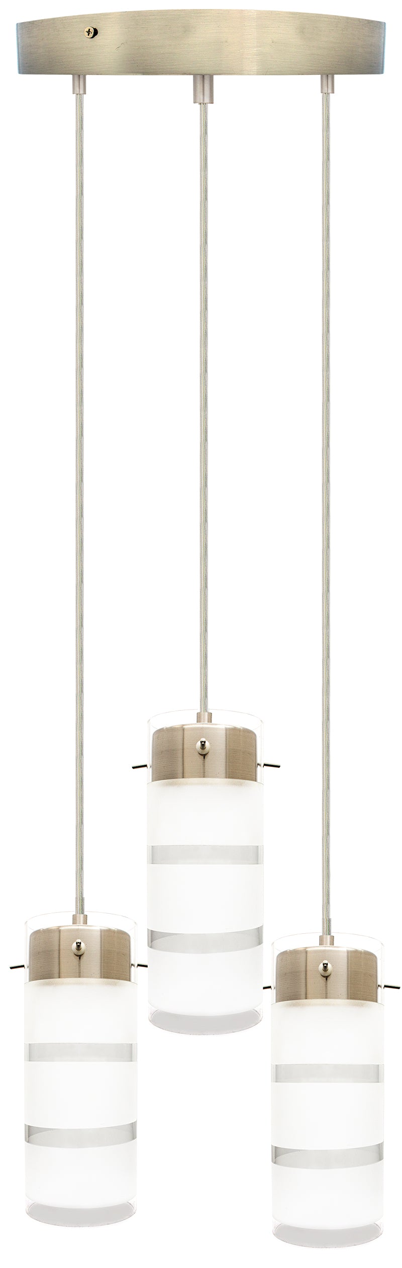 Westgate Lighting  Triple Pendant Integrated Led With Frosted Etched Glass Shades, Round Config, 36W 2430Lm C90 5Cct 27/30/35/40/50K, Brushed Nickel  LCFB-3LR-MCT5