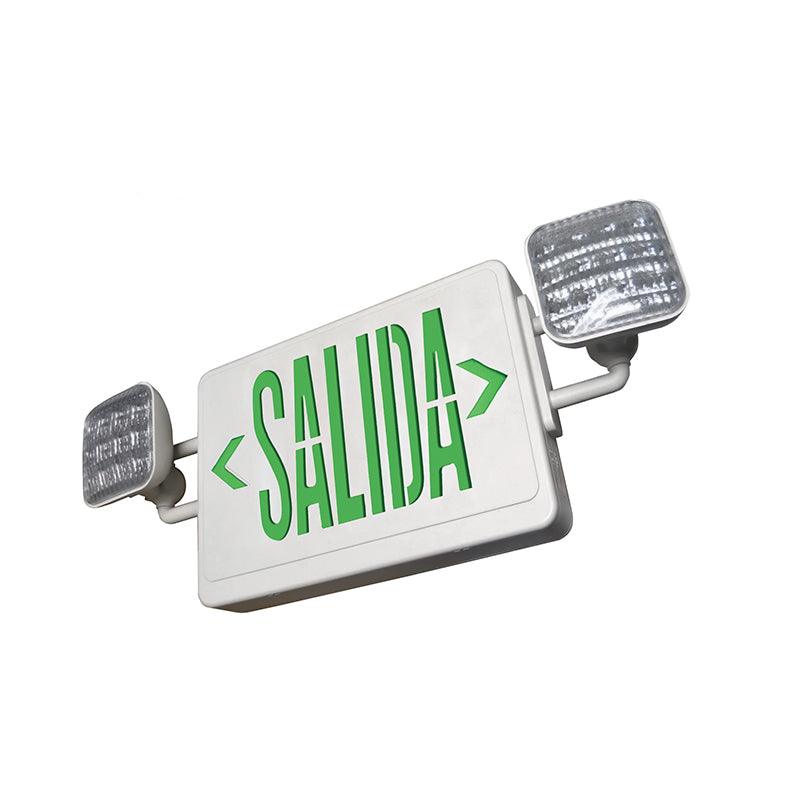 Westgate Mfg XT-CL Exit/Emergency Combo, 3.8W, Green Letters, White Housing, SALIDA, Single/Double Face, XT-CL-GW-EM-SALIDA