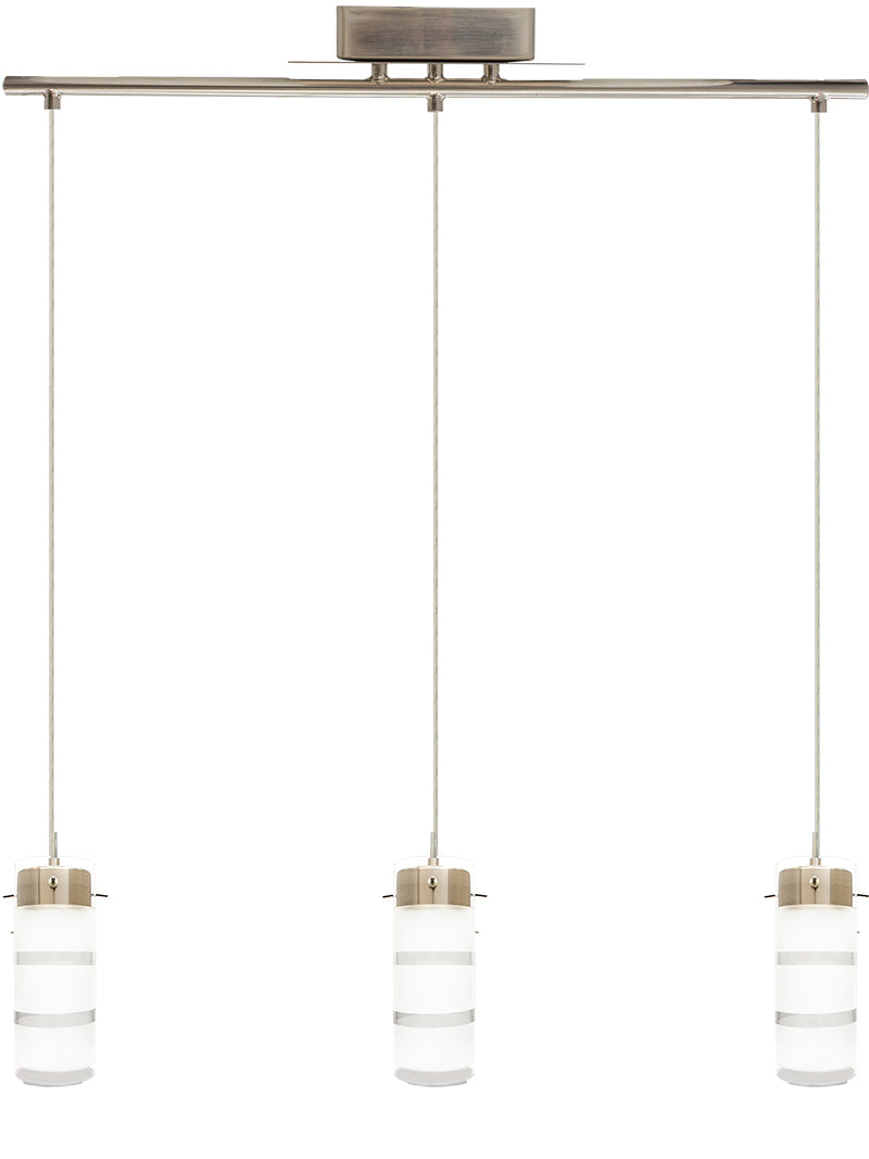 Westgate Lighting  Triple Pendant Linear Integrated Led With Frosted Etched Glass Shades 36W 2430Lm C90 5Cct 27/30/35/40/50K, Brushed Nickel  LCFB-3LS-MCT5