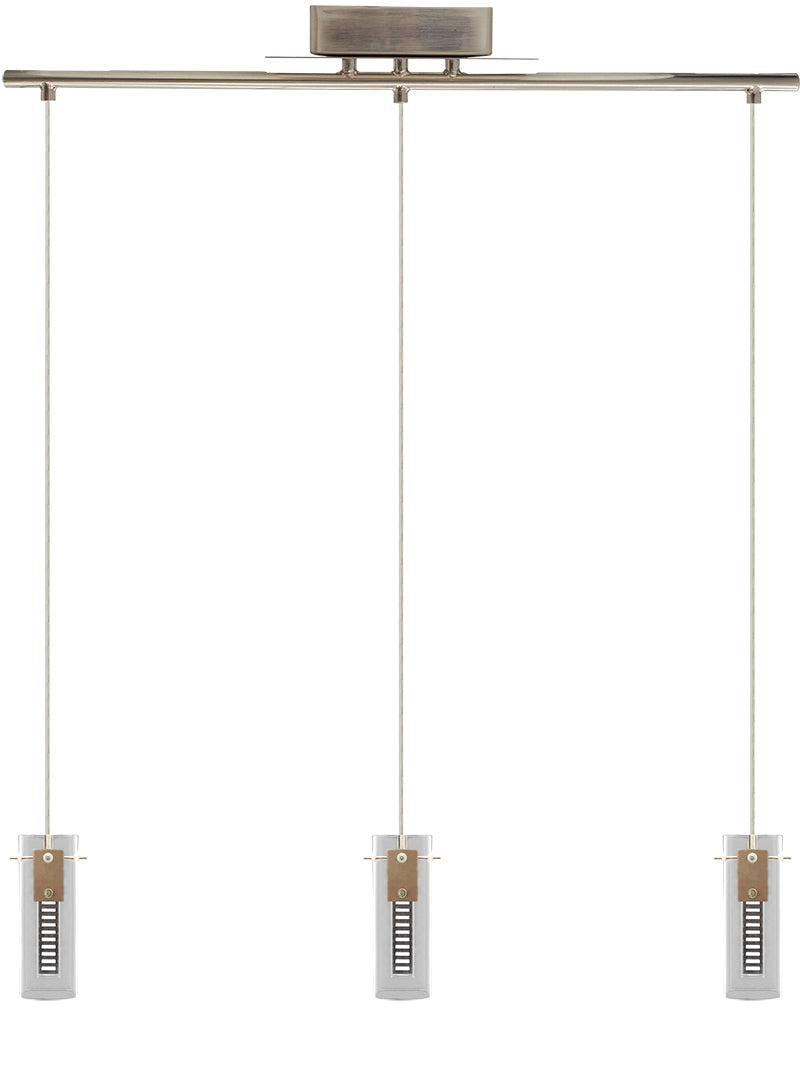 Westgate Lighting  Triple Hologram Pendant Linear Integrated Led With Frosted Sq Glass Shades 18W 900Lm C90 5Cct 27/30/35/40/50K, Brushed Nickel  LCFH-3LS-MCT5