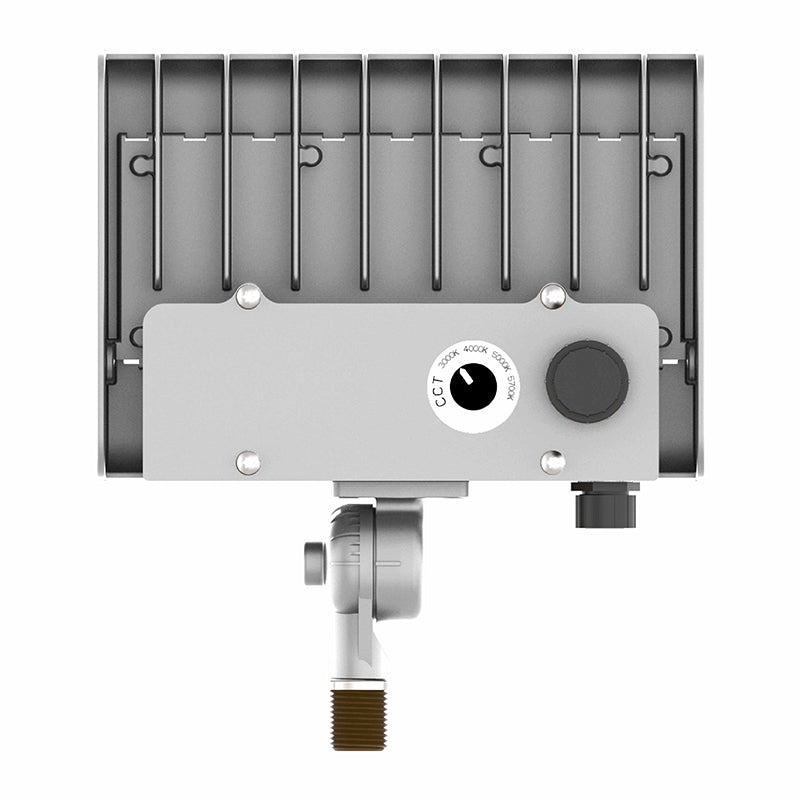 Westgate Mfg LFX Small Spec Flood Light, 10/15/20/30W, CCT Selectable, 0-10V Dimmable, Knuckle Mount, Silver, LFX-SM-10-30W-MCTP-KN-SV