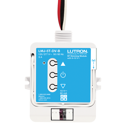 Lutron RF 0-10V Dimming Module Control, 5A Switching, 60mA 0-10V Dimming, 120/277V, LMJ-5T-DV-B