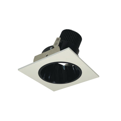 Nora Lighting 4" Iolite LED Square Adjustable Reflector with Round Aperture, 1000lm / 14W, 2700K, Black Reflector / White Flange NIO-4SD27XBW/10