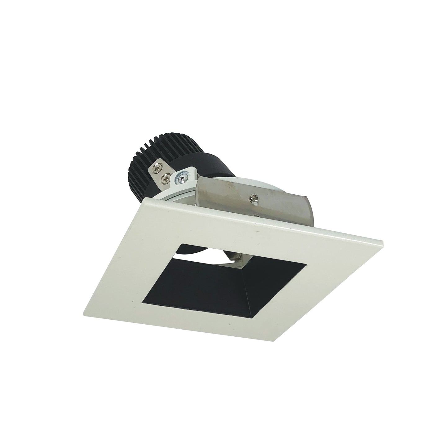 Nora Lighting 4" Iolite LED Square Adjustable Reflector with Square Aperture, 10-Degree Optic, 850lm / 12W, 2700K, Black Reflector / White Flange NIO-4SDSQ27QBW