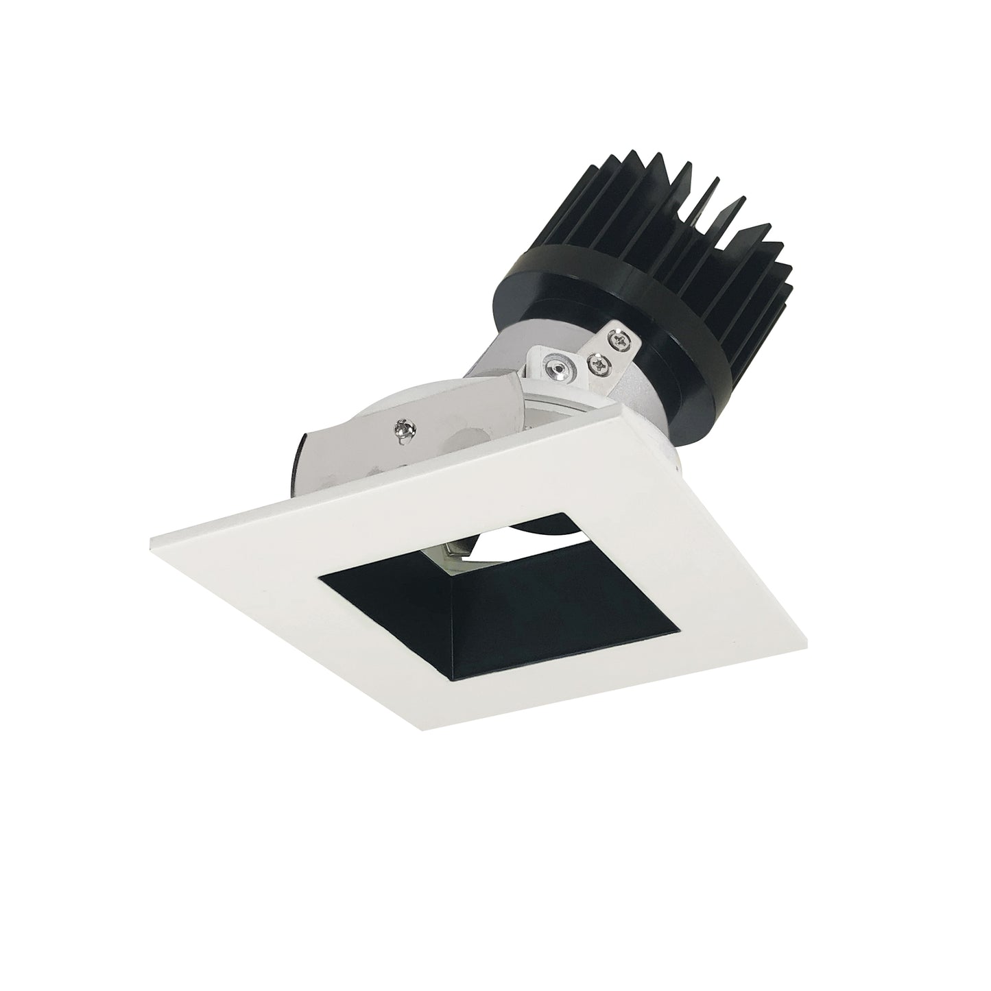 Nora Lighting 4" Iolite LED Square Adjustable Reflector with Square Aperture, 1000lm / 14W, 3500K, Black Reflector / White Flange NIO-4SDSQ35XBW/10