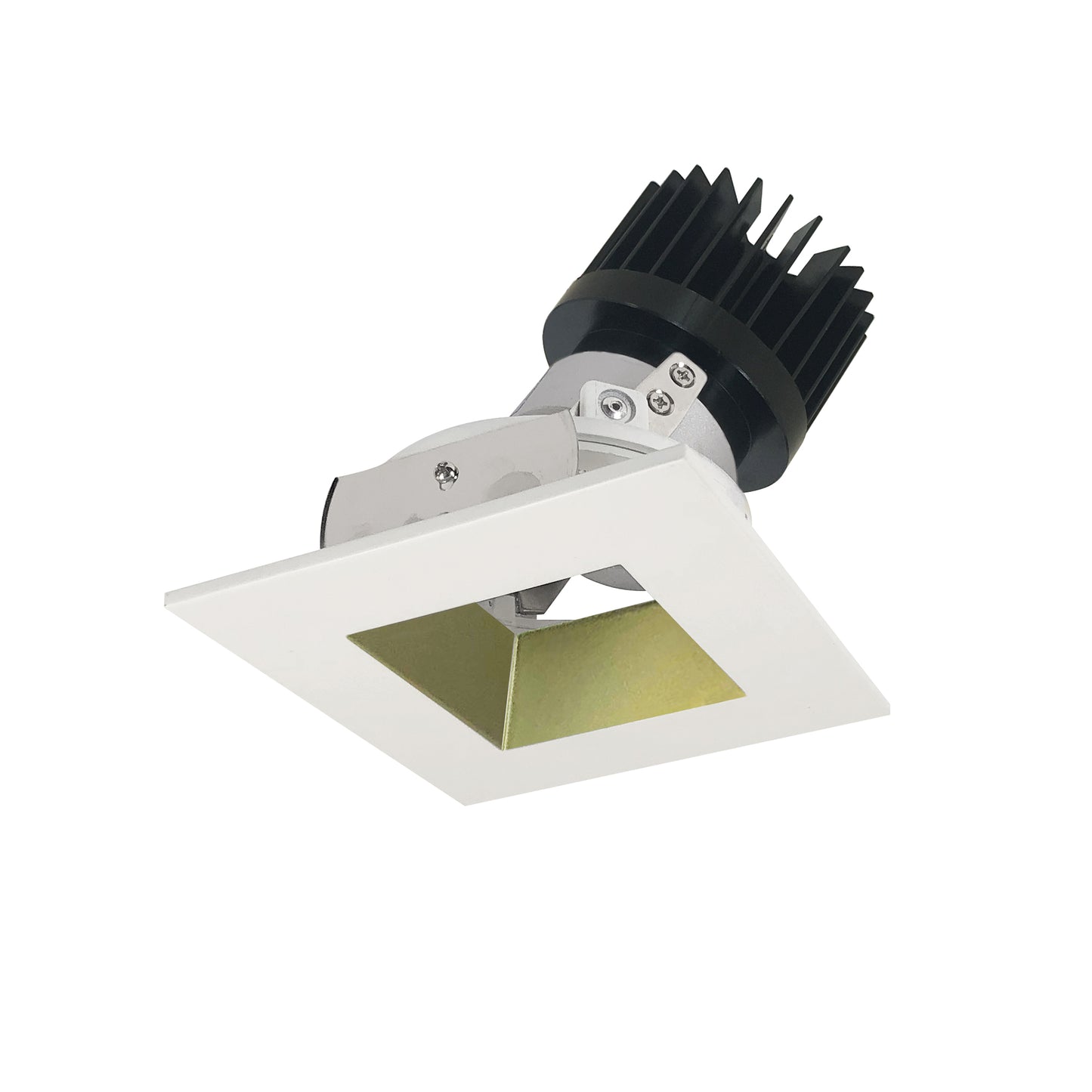 Nora Lighting 4" Iolite LED Square Adjustable Reflector with Square Aperture, 1500lm/2000lm (varies by housing), 3500K, Champagne Haze Reflector / Matte Powder White Flange NIO-4SDSQ35XCHMPW/HL